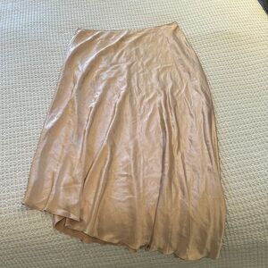 Gold satin midi skirt